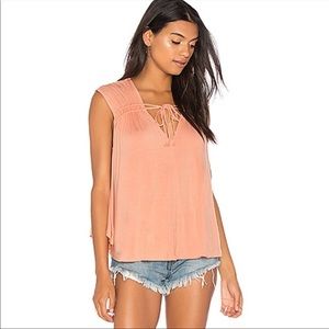 Free People Back in Town Peach Flowy Top XS